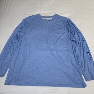 Drake Clothing Co Shirt Mens 2XL Blue Long Sleeve Fishing Performance Beach EUC